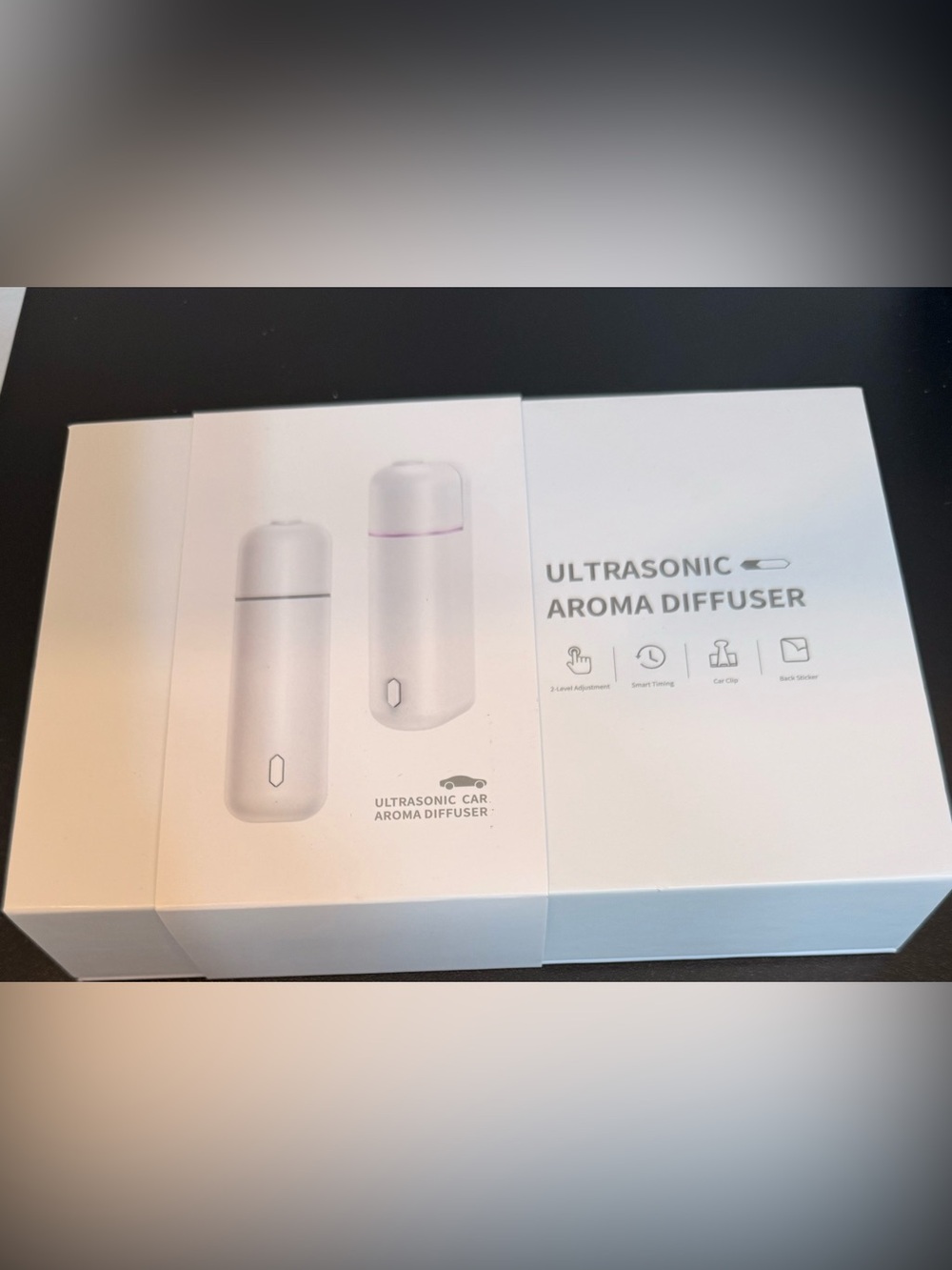Ultrasonic Aroma Diffuser - White for Car & Home include: Machine ,Bottle . clip